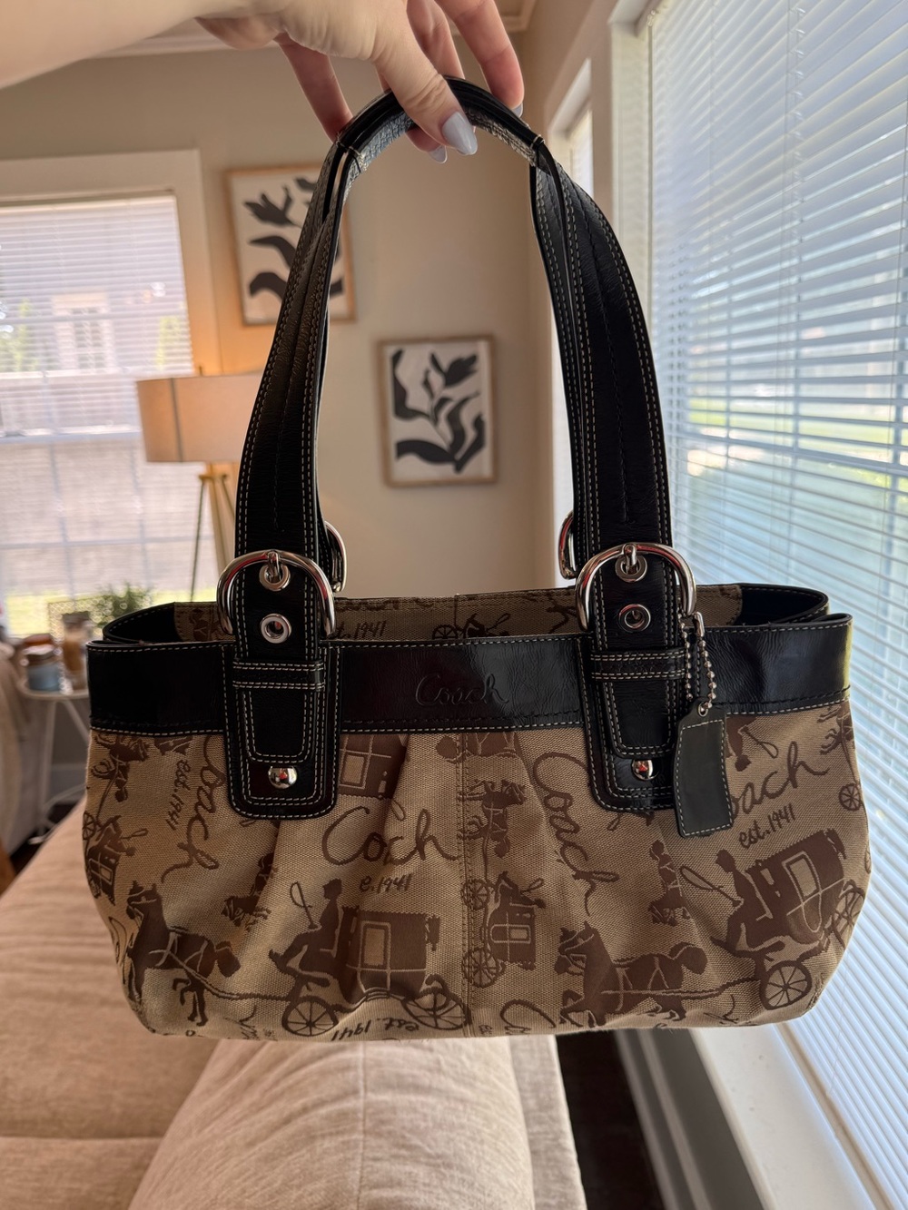 Coach Signature Horse Carriage Handbag